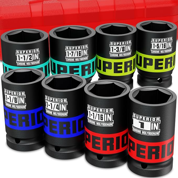 8 Piece 3/4" Drive Impact Socket Set, Heavy Duty CR-MO, Large Automotive Repairs by Aiourx