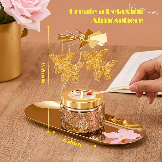 Curimama Rose Butterfly Rotating Scented Candle Gift - Image 4
