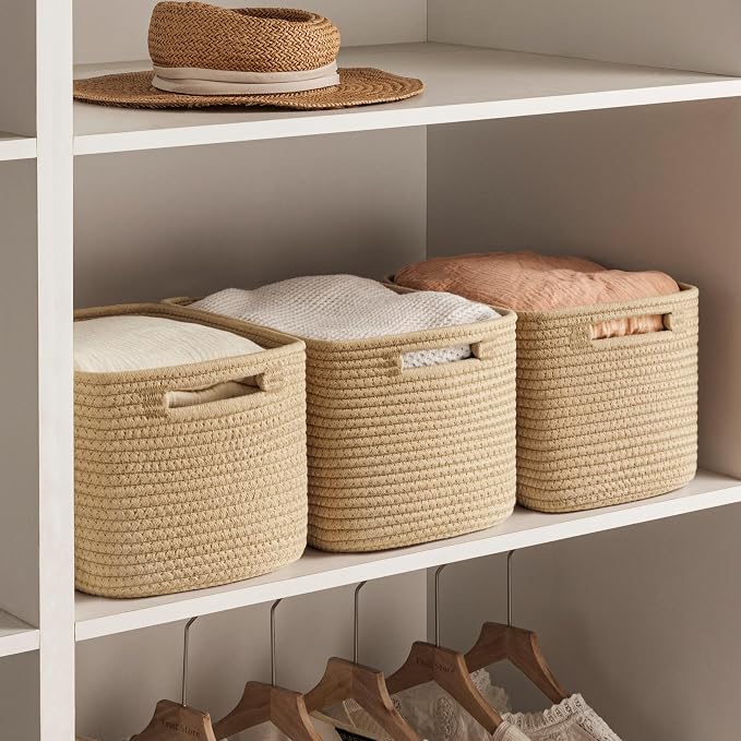 4 Pack Storage Baskets for Organizing, Woven Baskets for Shelves, Woven Basket - Image 5