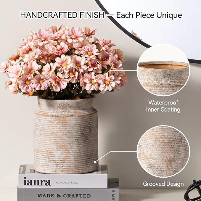 Ceramic Flower Vase 7.5 inch Farmhouse Rustic Vase - Image 5