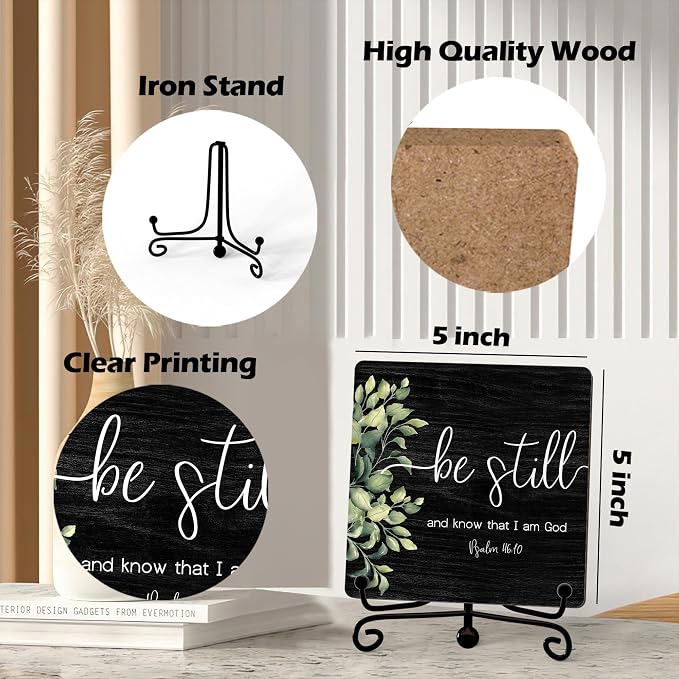 Inspirational Christian Desk Decor, Be Still And Know That I Am God Sign - Image 2