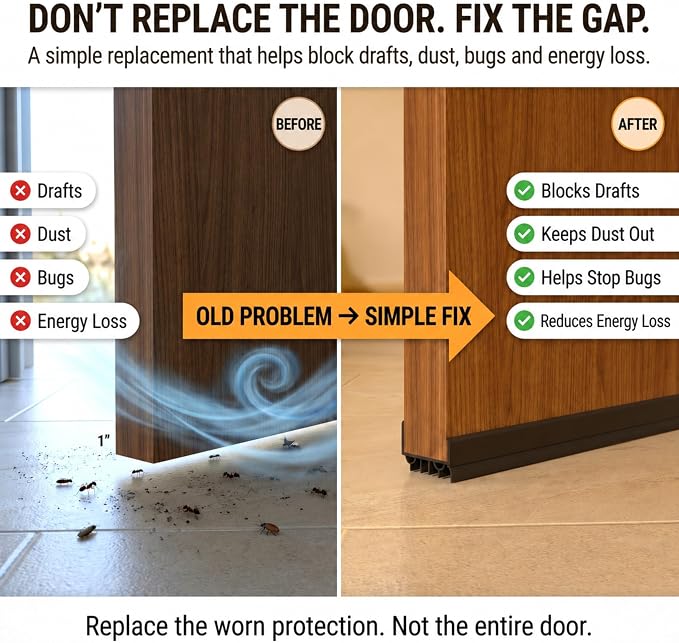 Door Sweep for Bottom of Door, Exterior Door Seal 36”, Fits Standard 1-3/4” - Image 2