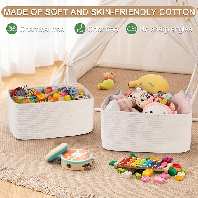 OIASKET Large Storage Basket for Organizing, Woven Rope Basket for Shelves - Image 4