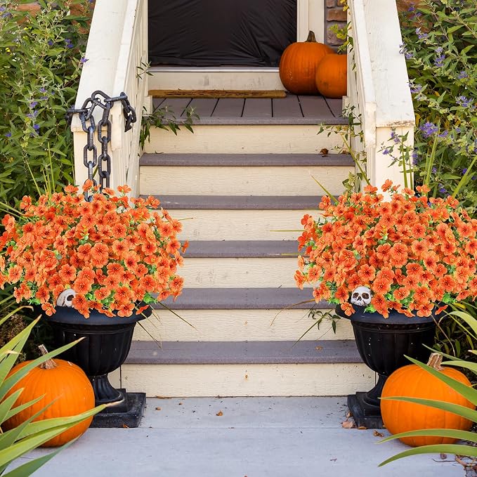 AGIRL Artificial Fall Flowers Fake Mums Outdoor, Faux Plant Porch Decor Home | - Image 4