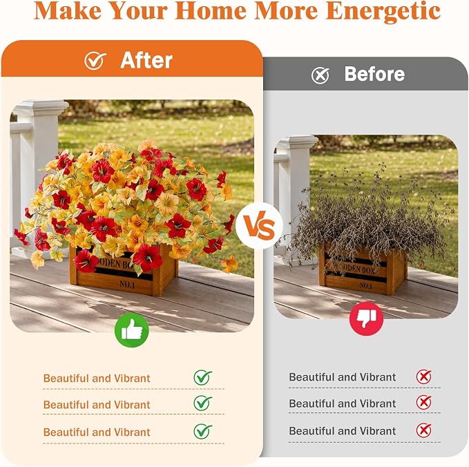 4PCS Extra Big Artificial Hanging Fall Flowers Fake Plants - Image 3