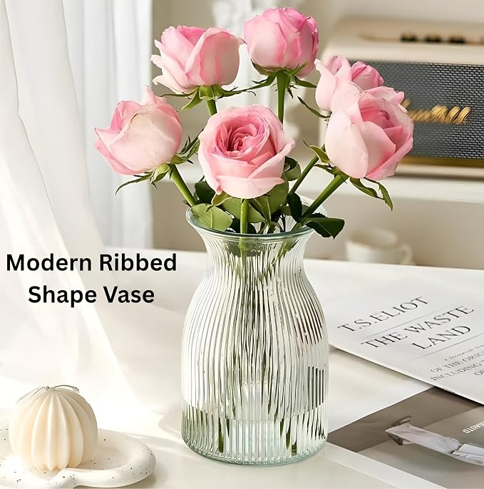 New 2026 Design Ribbed Glass Vase Wide - Image 2