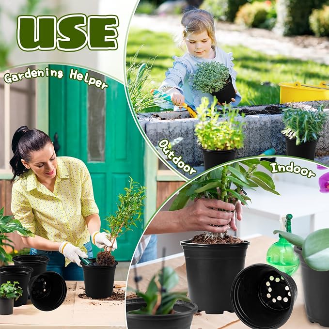 OJYUDD 120 Pcs 0.5 Gallon Black Plastic Plant Nursery Pots, Plant Seedling Pots - Image 5