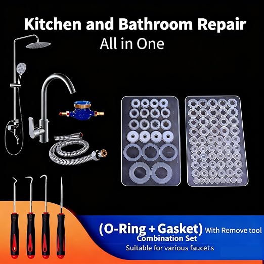 160 Pcs 16 Size Silicone Plumbing Flat Washers and O Ring Gasket Family Pack - Image 2
