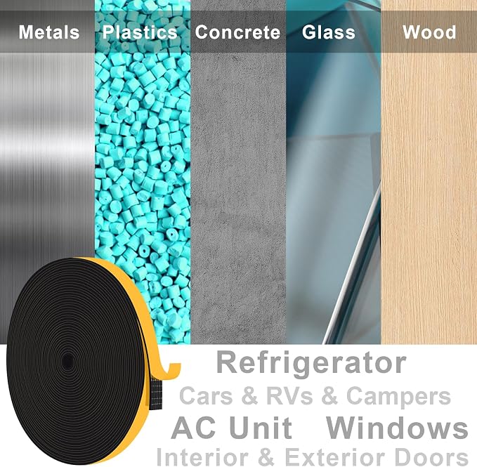 Thin Weather Stripping Foam Tape, 1/2x1/16In Doors & Windows | Reduces noise & - Image 7