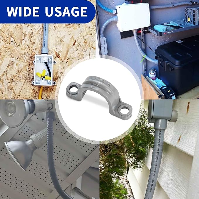 Yariwiz 1/2 inch Plastic PVC Flex Electrical Conduit Strap Clamp Fittings - Image 4