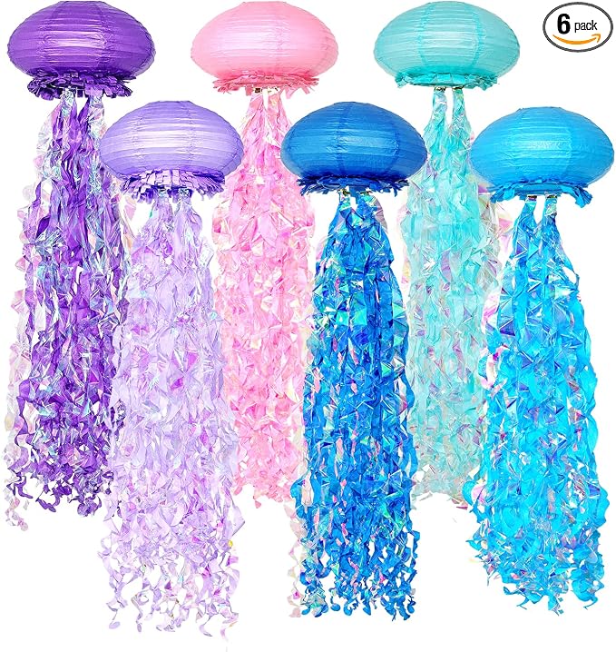 OBXT Hanging Jellyfish Lanterns Multi-Color 6 Pack by OBXT