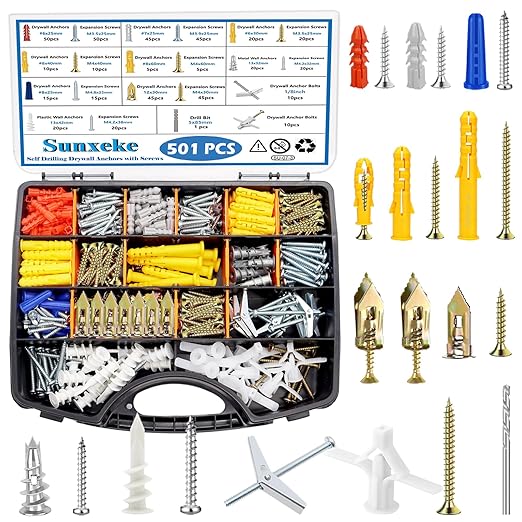 501PCS Drywall Anchors and Toggle Bolts by Brandquality-Trustworthy