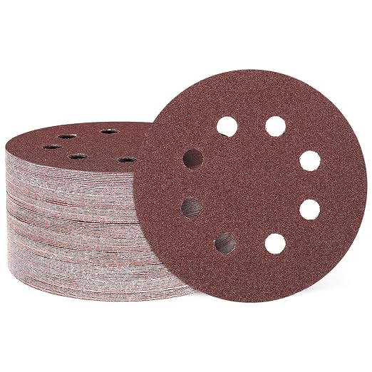 HARFINGTON 150 Pcs 5 Inch Sanding Discs 60 Grit Red Aluminum Oxide 8 Hole | by HARFINGTON