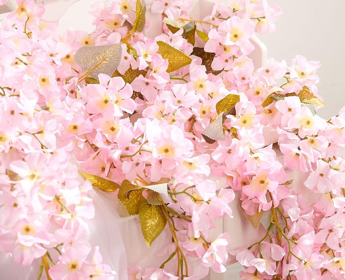 Artificial Flower Garland 2pcs 5.6ft Hydrangea Vine Decor Light Pink Flower | - Image 6