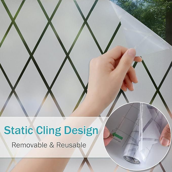 Lattice Frosted Window Film Window Privacy Film Static Cling Window Vinyl - Image 5
