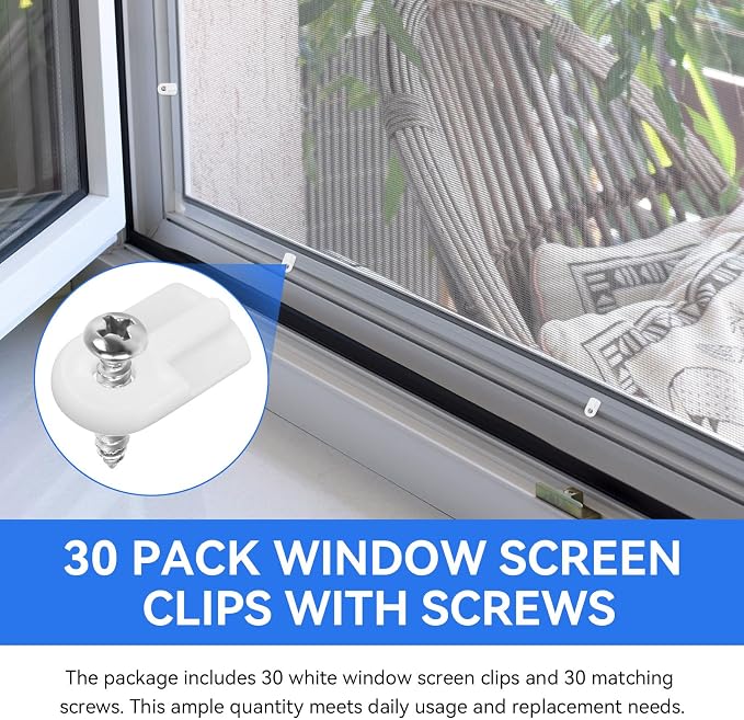 30 Pack Window Screen Clips, L 5766 Flush Window Screen Holder Clips, Storm - Image 2
