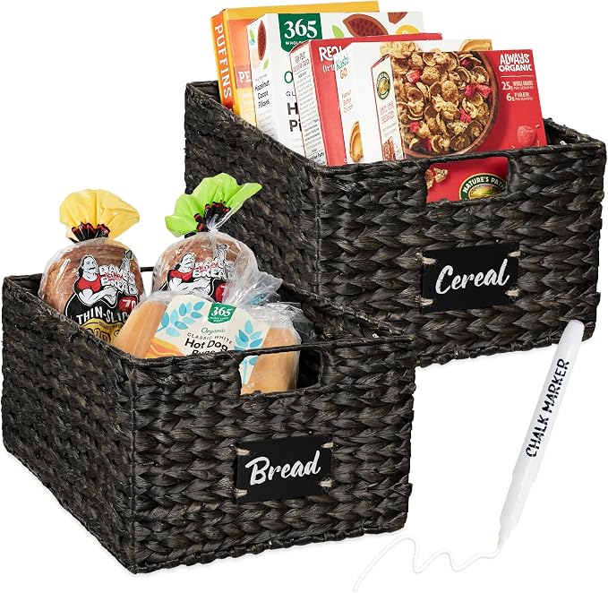Best Choice Products Pantry Baskets Set of 2 16x12in Water Hyacinth Storage by Unknown