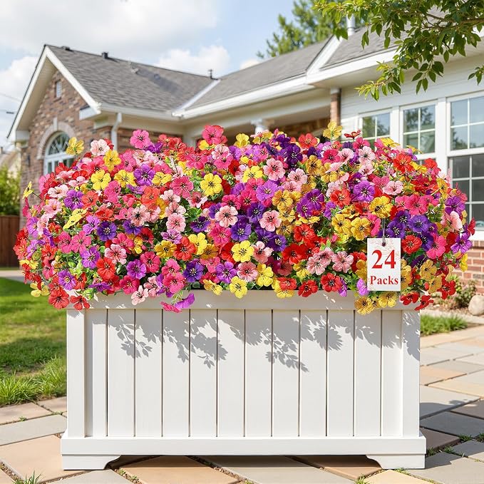 Alupssuc 24 Bundles Artificial Daisy Flowers UV Resistant by Alupssuc