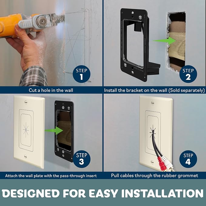 TOPGREENER 1-Gang Flexible Rubber Cable Pass-Through Wall Plate - Image 5