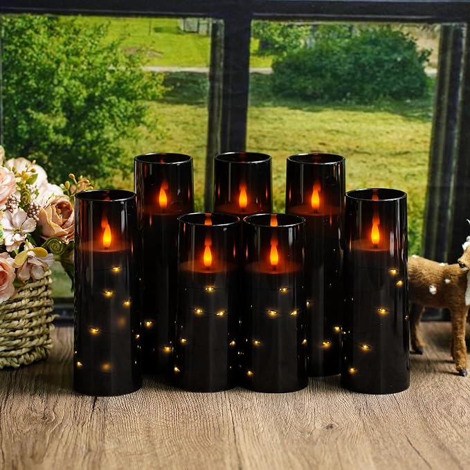 Eebuss Flameless Candles with Embedded Star String, Battery Operated LED Pillar - Image 6