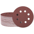 HARFINGTON 50 Pcs 5 Inch Sanding Discs 120 Grit Red Aluminum Oxide 8 Hole | by HARFINGTON