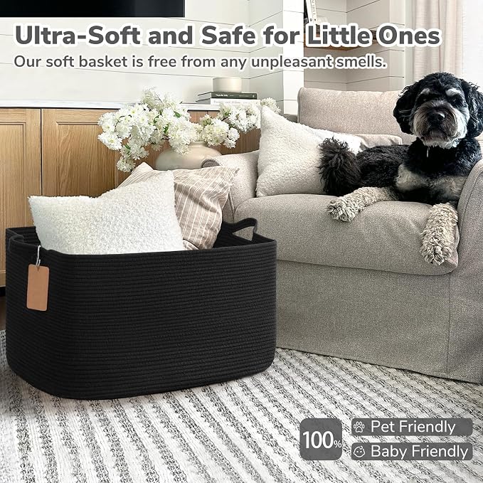 Goodpick 75L Extra Large Woven Rope Blanket Basket, Toys & Clothes, Fits - Image 5