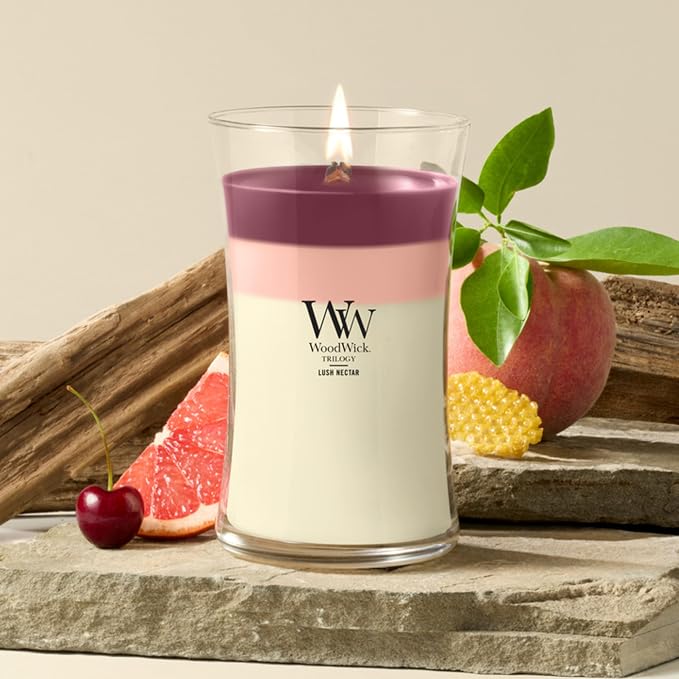 Woodwick Lush Nectar Large Hourglass Trilogy Candle - Image 2