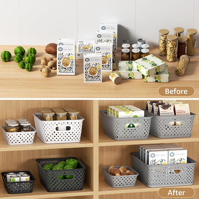 MaxGear 3 Pack Plastic Storage Baskets, Suitable - Image 4