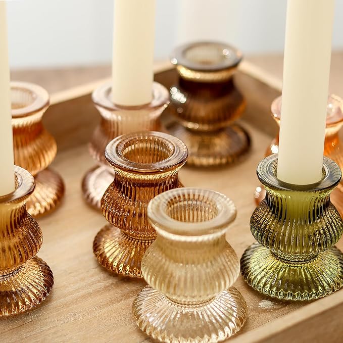 WDHODEC Glass Candlestick Holders 12PCS Taper Candle Holders - Image 2