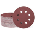 HARFINGTON 50 Pcs 5 Inch Sanding Discs 320 Grit Red Aluminum Oxide 8 Hole | by HARFINGTON