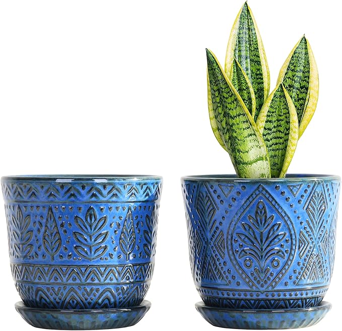 Gepege Ceramic Plant Pots, 6 Inch Indoor Planters by Gepege