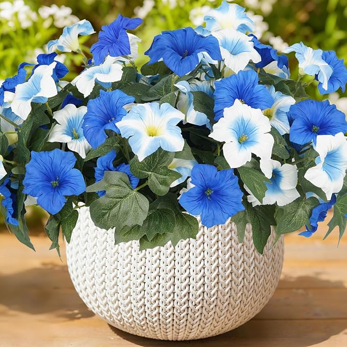 Artificial Flowers for Outdoors, Faux Petunias Spring Summer Decoration by ArtistryThatNeverWithers