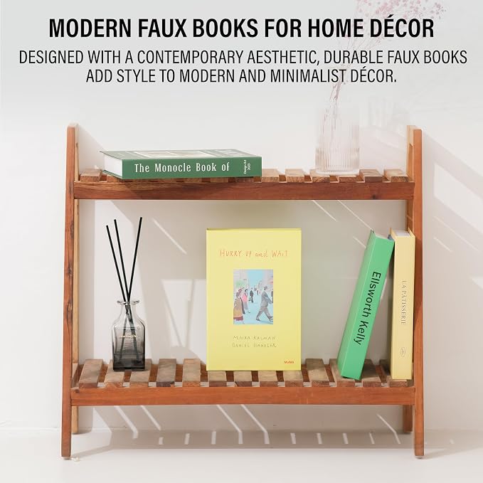 4 Pcs Decorative Books | Faux Neutral Coffee Table & Shelf Decor | Warm Organic - Image 7