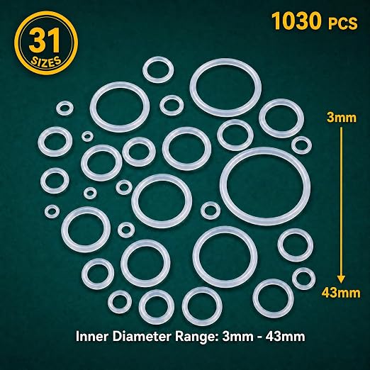 1030PCS Silicone Rubber O-Ring Assortment Kit in 31 Sizes | High Temp & Flexible - Image 4