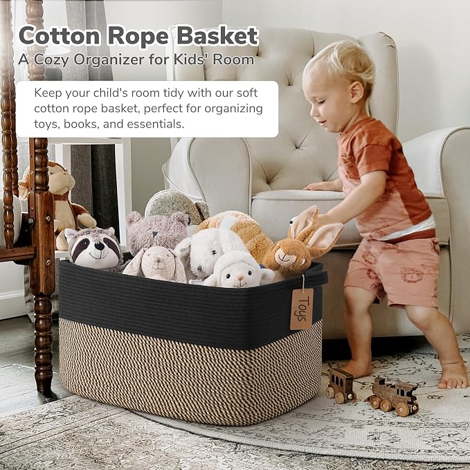 Goodpick 75L Extra Large Woven Blanket Basket, Toys & Clothes, Fits Living Room - Image 2