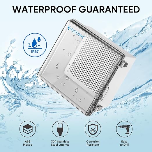 TICONN Outdoor Electrical Box Waterproof, ABS IP67 Junction Box Enclosure | - Image 2