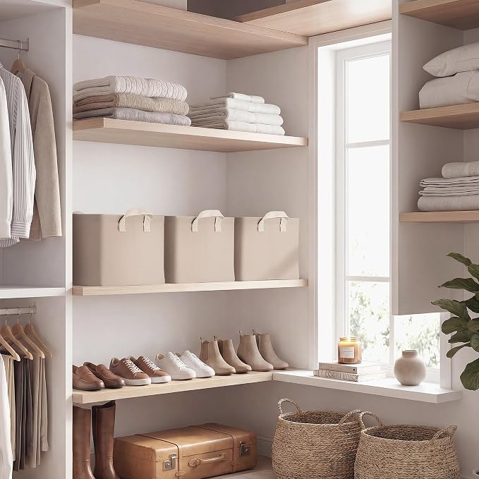 StorageWorks Fabric Storage Bins, Closet Bins, Light Brown, Wrinkle-Resistant - Image 5