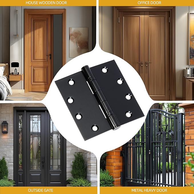 4.5 inch X 4.5 inch Black Heavy Duty Commercial Door Hinge | - Image 7