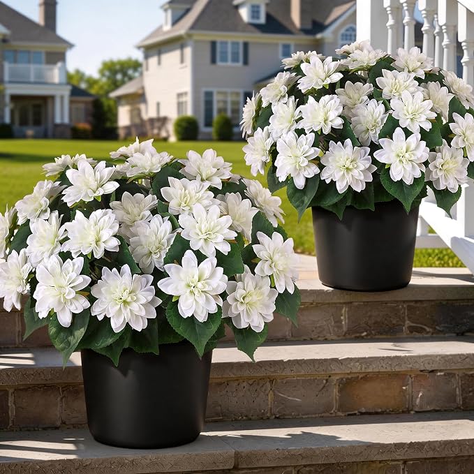 2 Set Artificial Dahlia Topiary Ball Trees by VIERENA