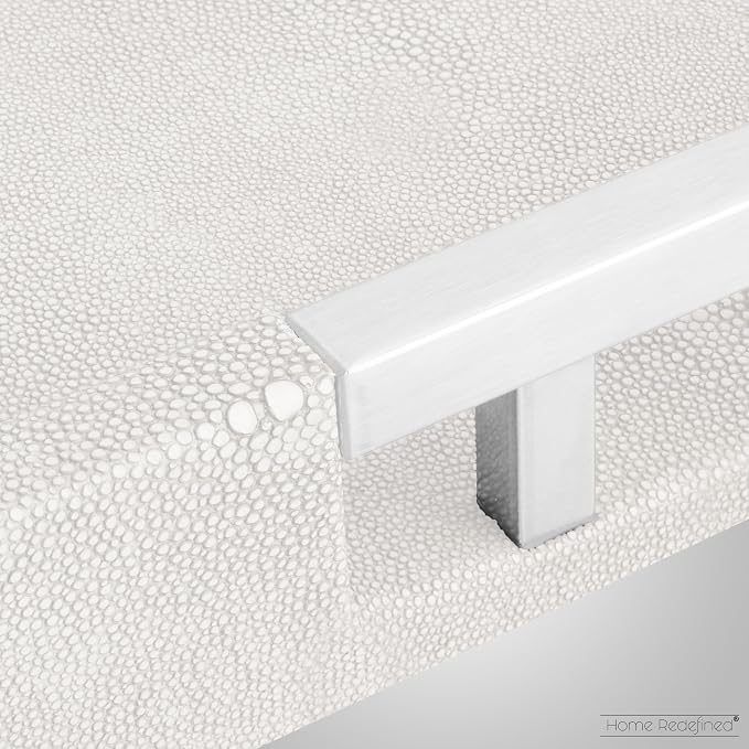 Modern Elegant 17.5"x12" White Rectangle Shagreen Faux Leather Decorative Tray - Image 6