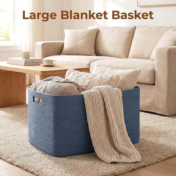 OIAHOMY 75L Large Blanket Basket, Woven Storage Basket - Image 2