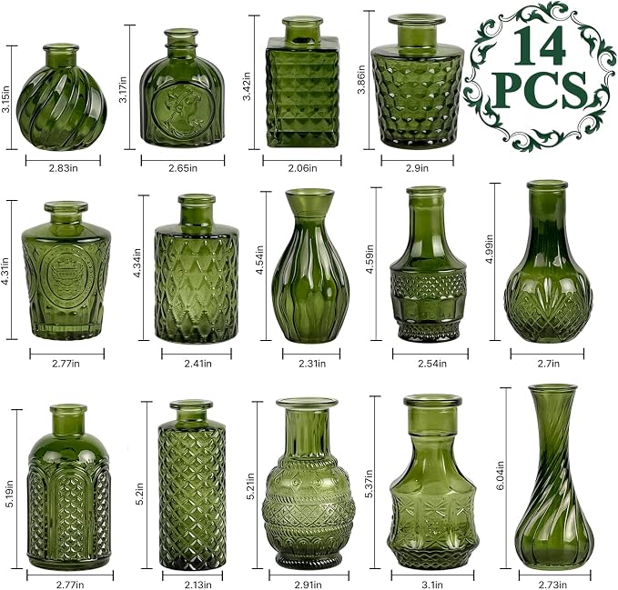Clear Glass Bud Vase Set of 14 Pcs, Small Bud Vases in Bulk, Glass Crystal - Image 2