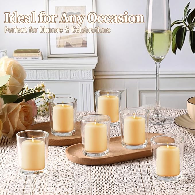 LETINE Clear Glass Tea Light Holders Set of 6 - Image 6