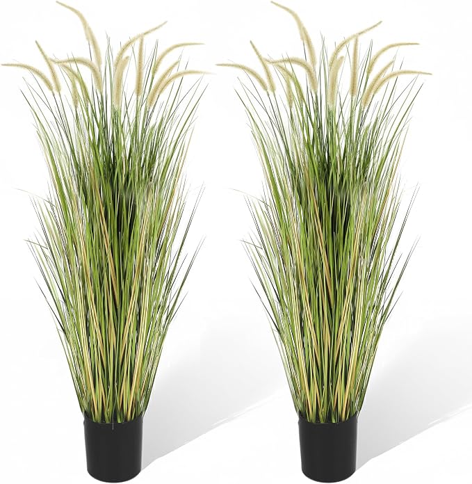 KOL Artificial 5ft 2-Pack Horsetail Reed Grass, 59in Tall Artificial Indoor by KOL
