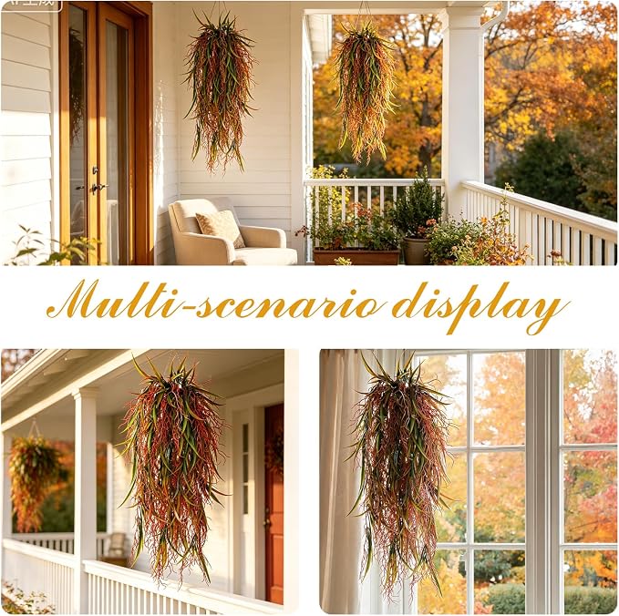 4Pcs Autumn Fake Hanging Fern Plants - Image 2