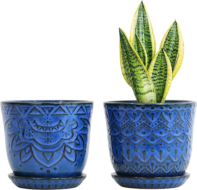 Gepege Ceramic Plant Pots, 6 Inch Indoor Planters by Gepege