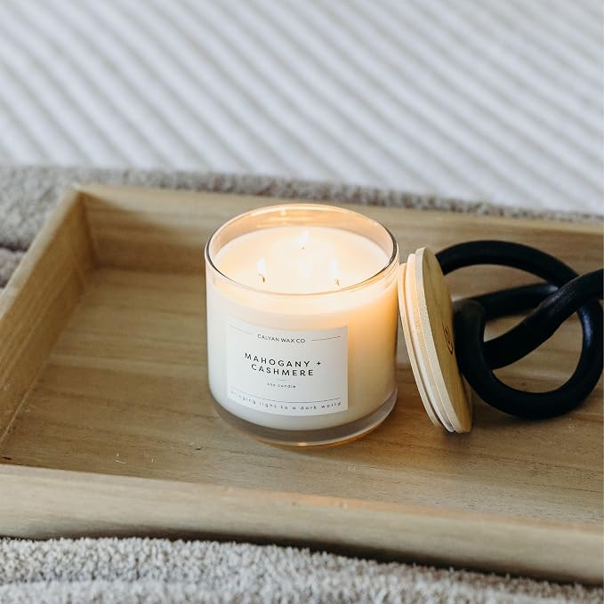 Mahogany & Cashmere 3 Wick Scented Candle - Image 6