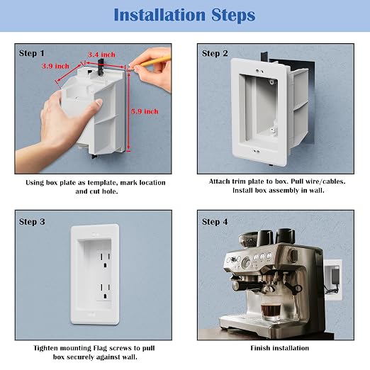 Recessed Outlet/Electrical Box Single Gang, Recessed Outlet Box - Image 5
