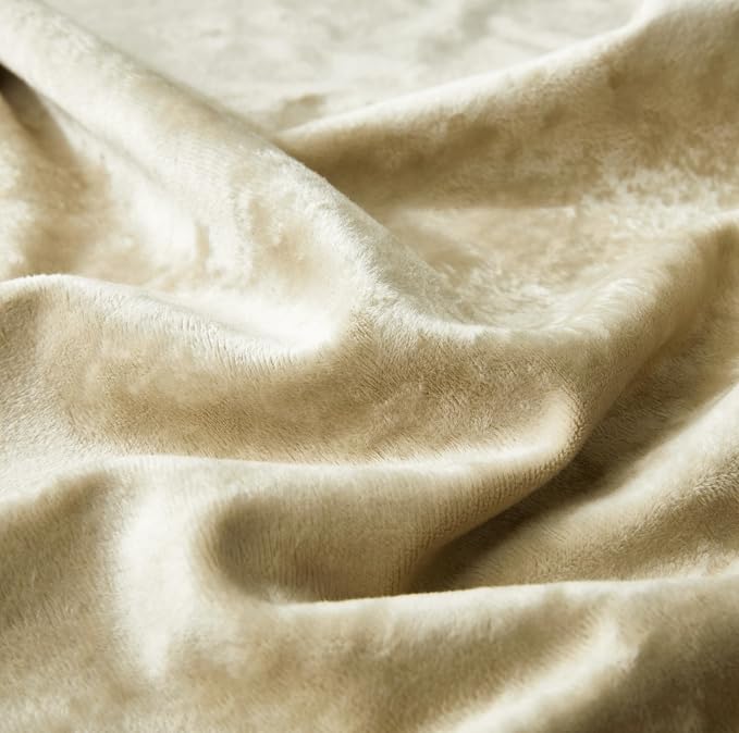 Chezmoi Collection Lux Beige Crushed Velvet Curtains 2 Panel Set - Image 8