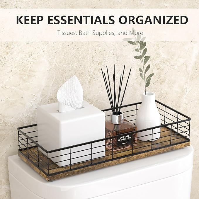 Toilet Paper Storage Basket, Narrow Bathroom Countertop Organizer Iron Metal - Image 3
